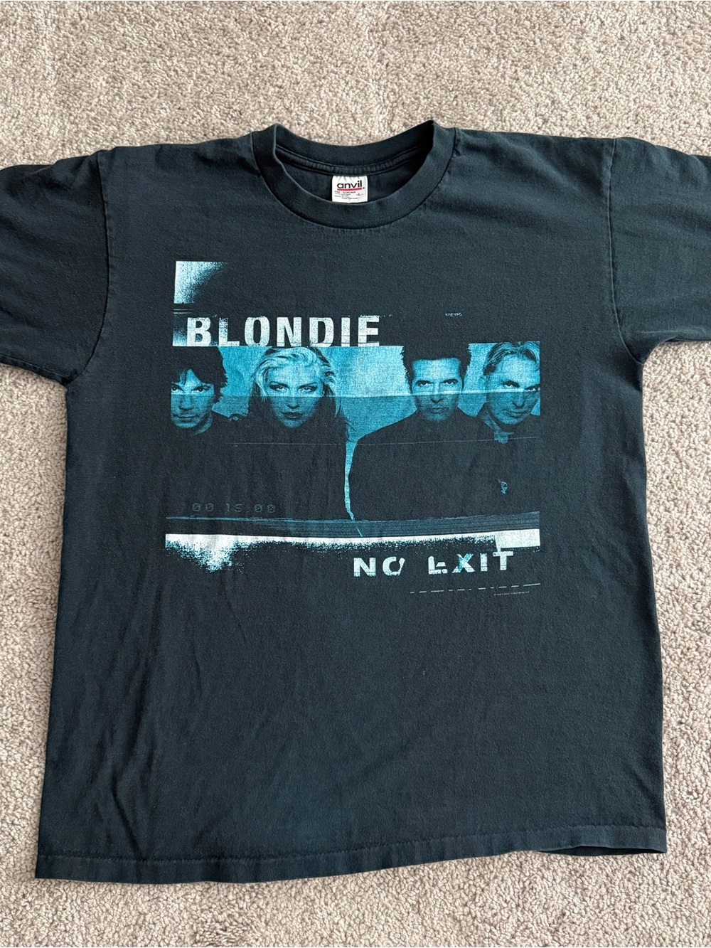 Vintage 1998 Blondie No Exit T-Shirt Anvil USA Black Band Tee XL 21.5” x 26.5”